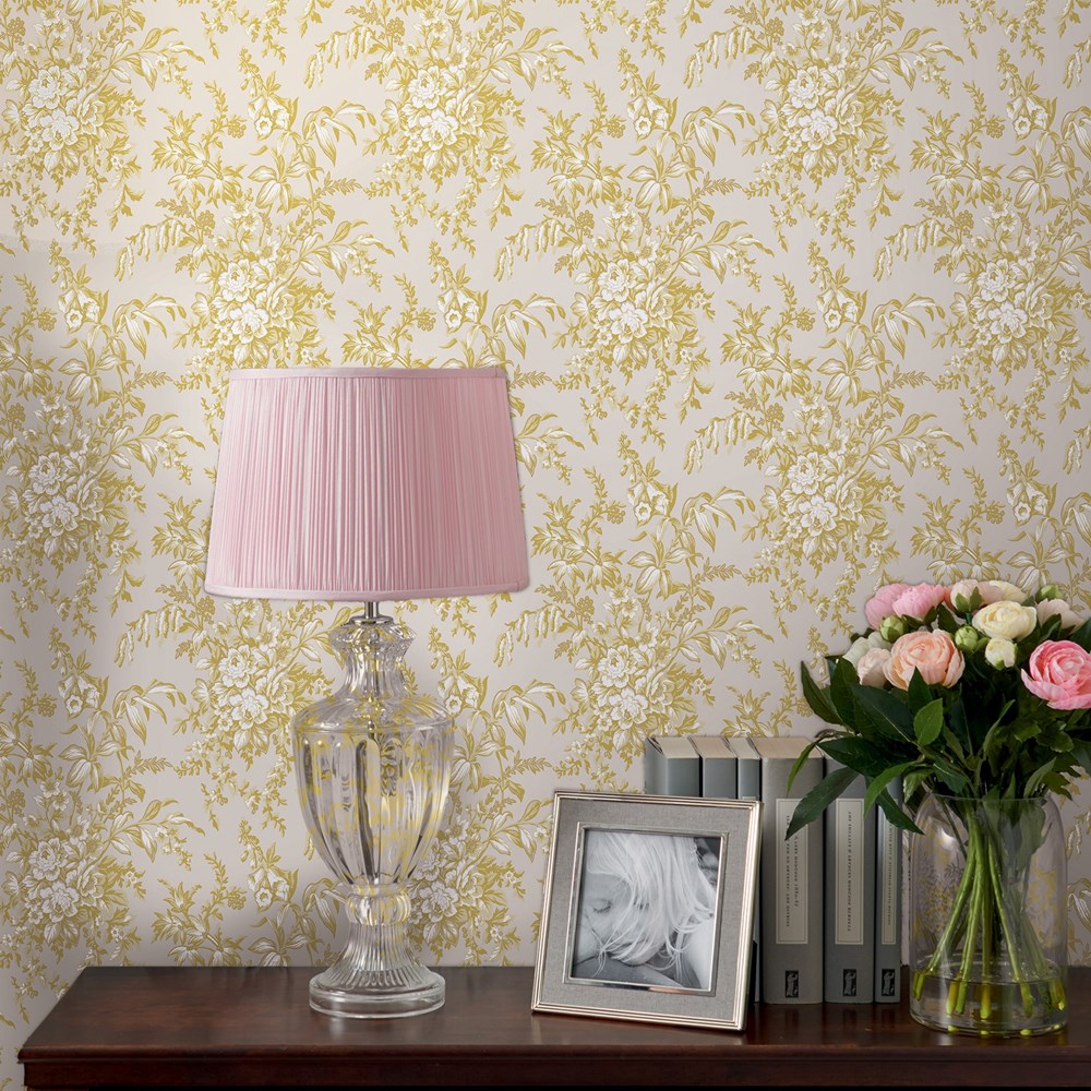 Picardie Floral Wallpaper 114900 by Laura Ashley in Pale Gold